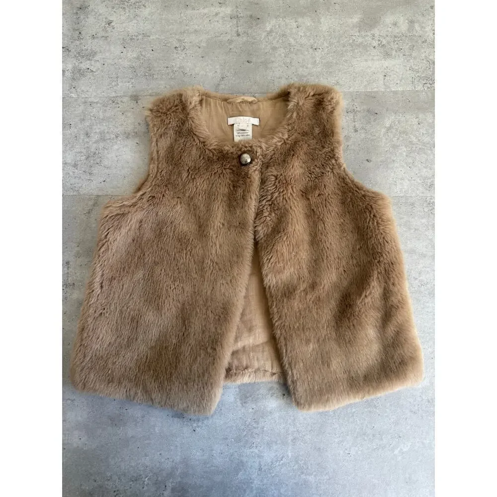 Girls faux fur vest designer vest Chloe size 6